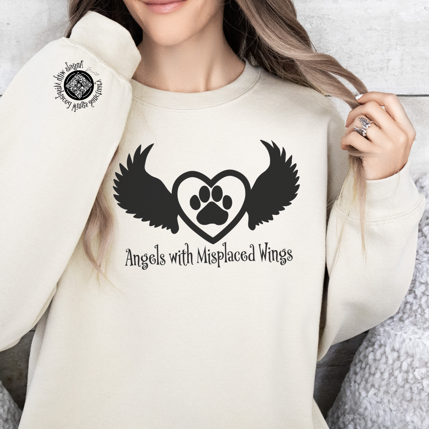 Angels with Misplaced Wings Crewneck Sweatshirt (Many Colors Available) - Ruff Life Rescue Wear