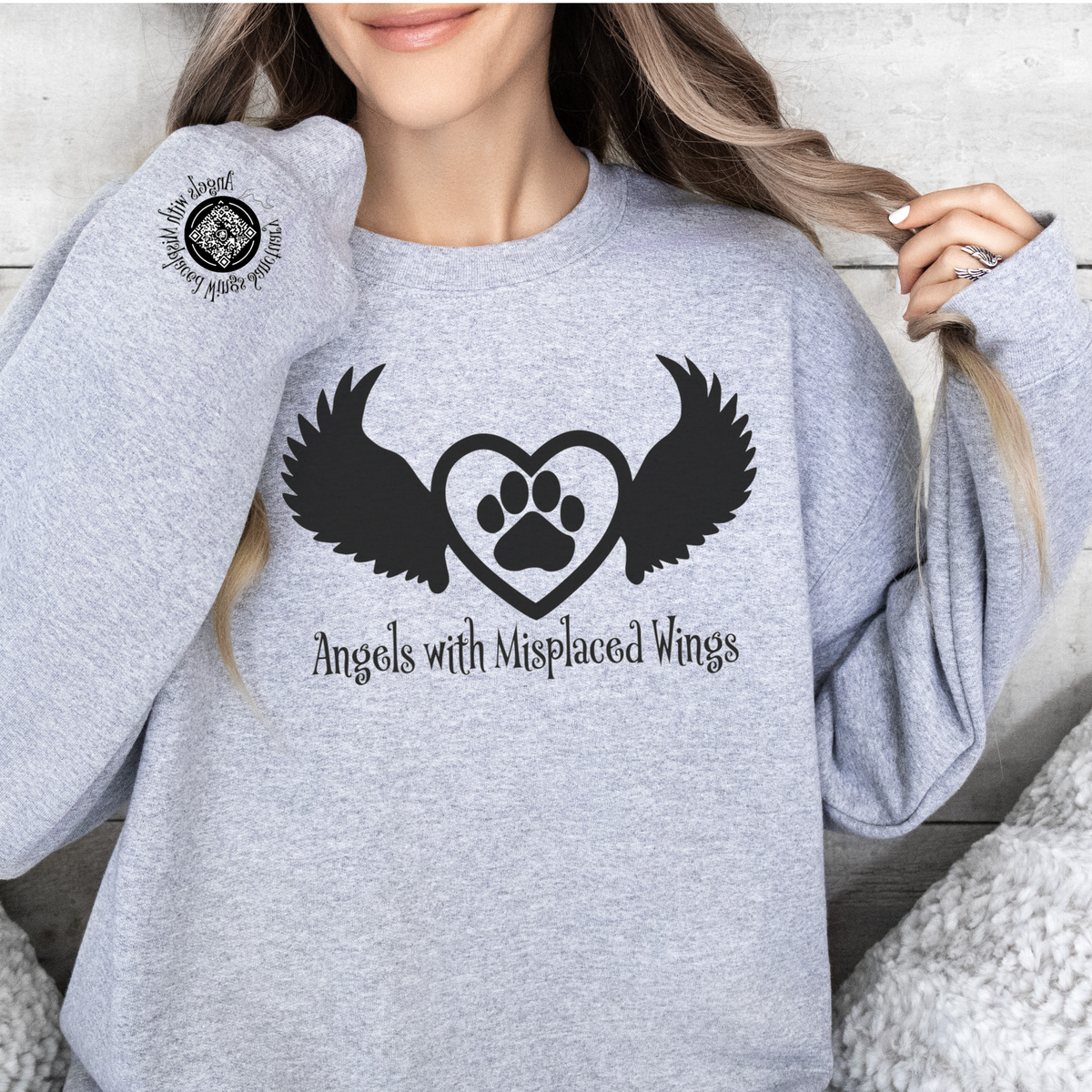 Angels with Misplaced Wings Crewneck Sweatshirt (Many Colors Available) - Ruff Life Rescue Wear