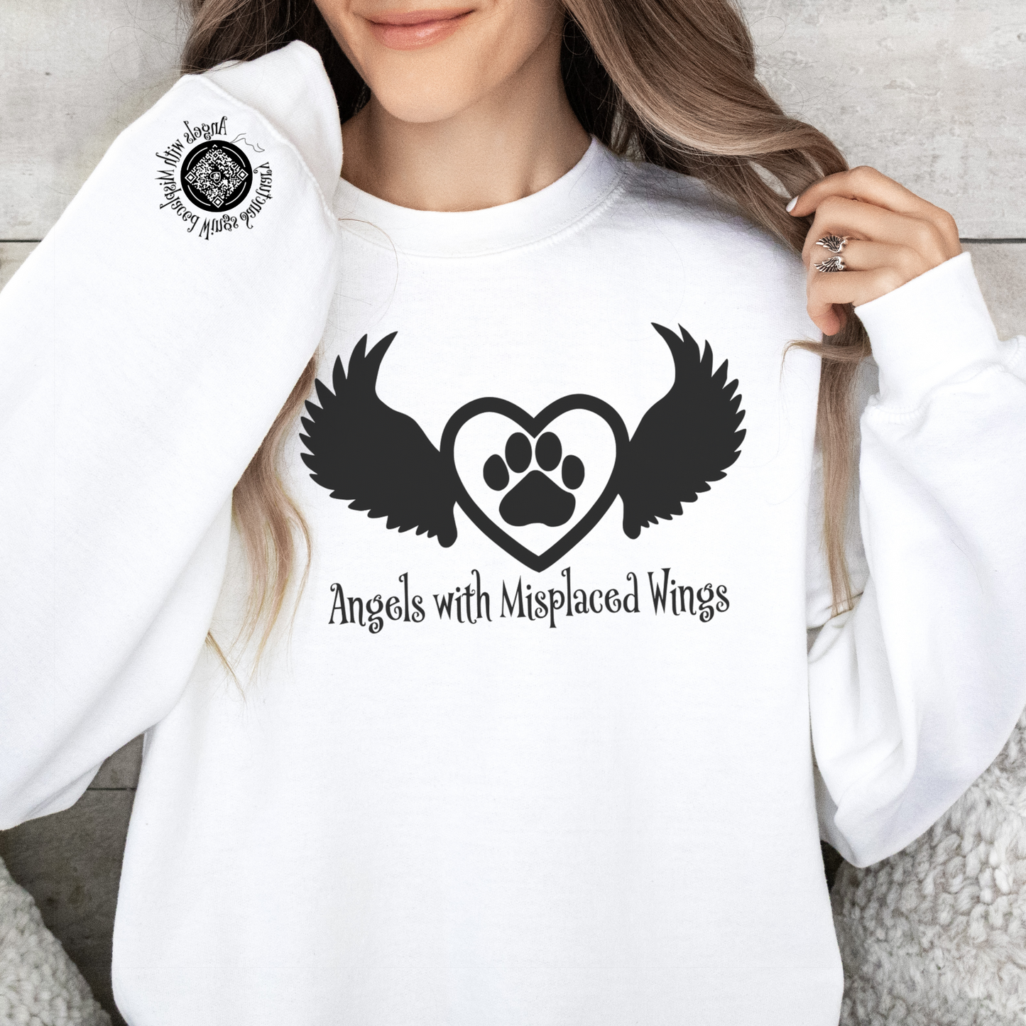 Angels with Misplaced Wings Crewneck Sweatshirt (Many Colors Available) - Ruff Life Rescue Wear