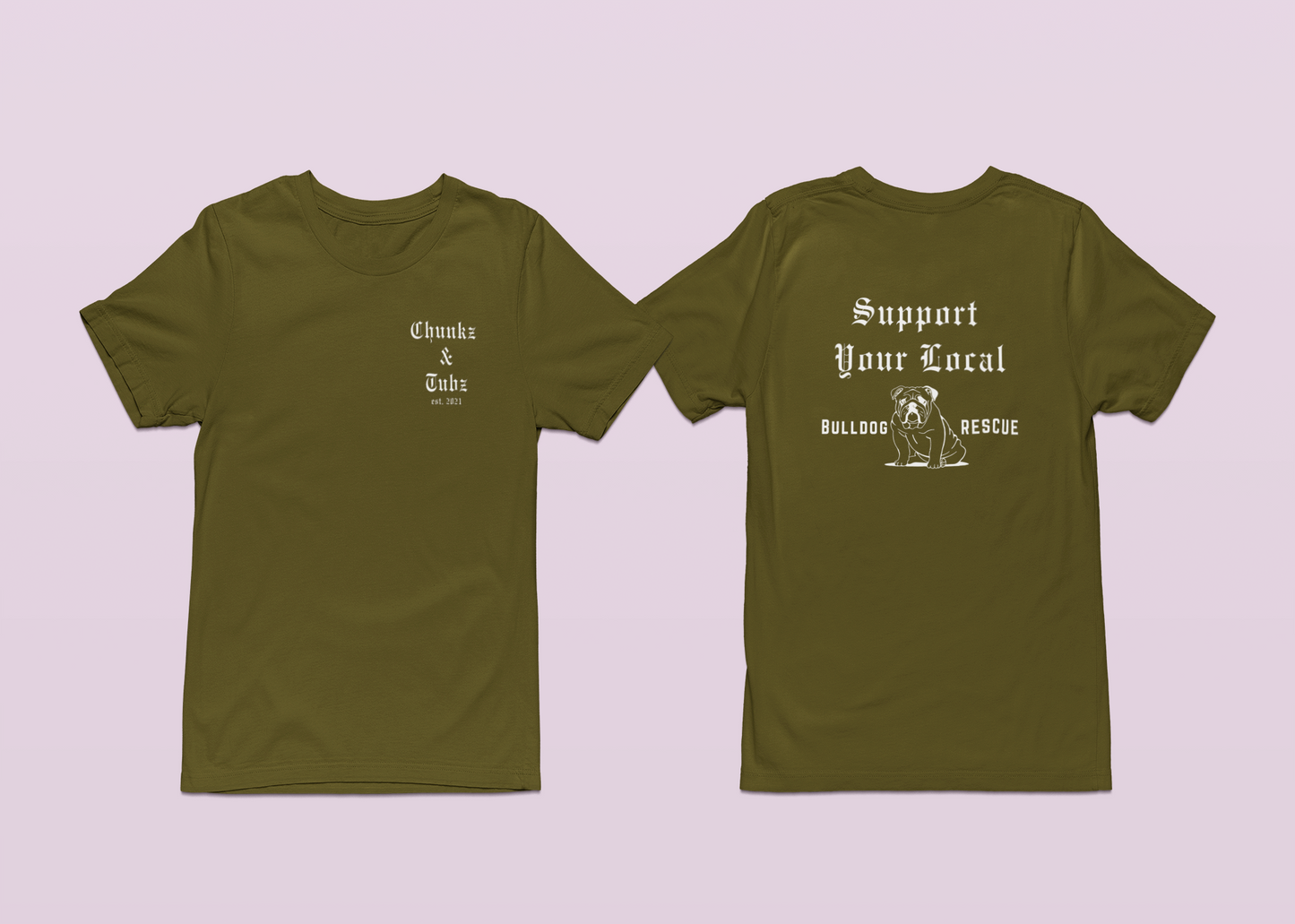 Chunkz & Tubz Rescue Bulldog Tee | Available in Several Colors - Ruff Life Rescue Wear