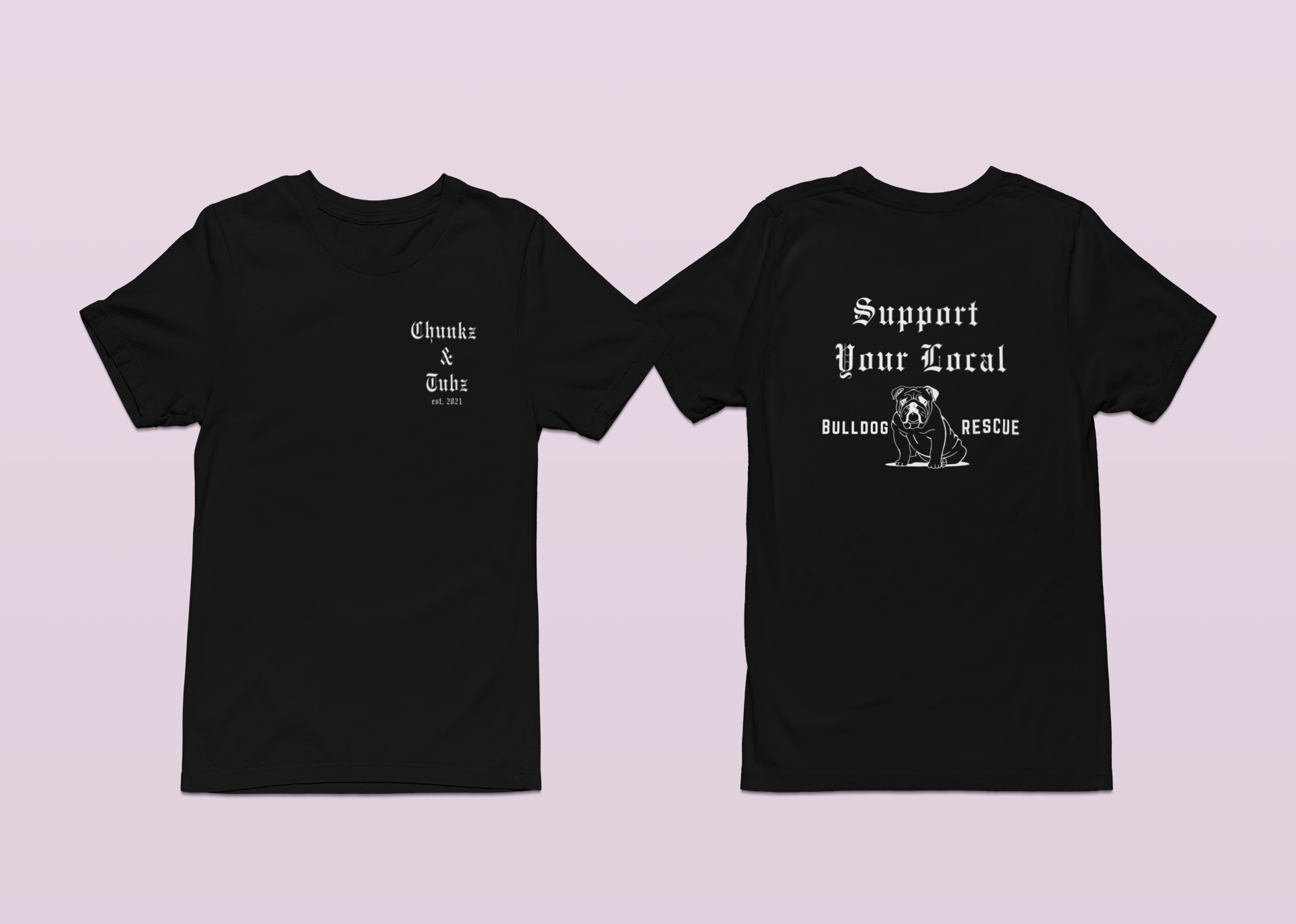 Chunkz & Tubz Rescue Bulldog Tee | Available in Several Colors - Ruff Life Rescue Wear