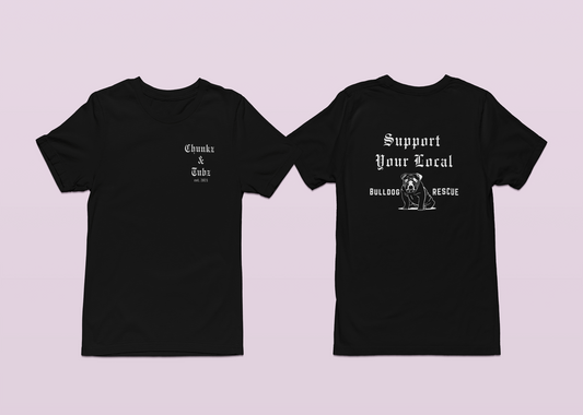 Chunkz & Tubz Rescue Bulldog Tee | Available in Several Colors - Ruff Life Rescue Wear