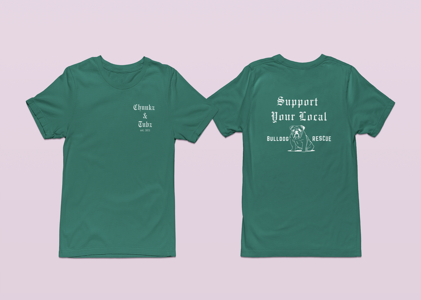 Chunkz & Tubz Rescue Bulldog Tee | Available in Several Colors - Ruff Life Rescue Wear