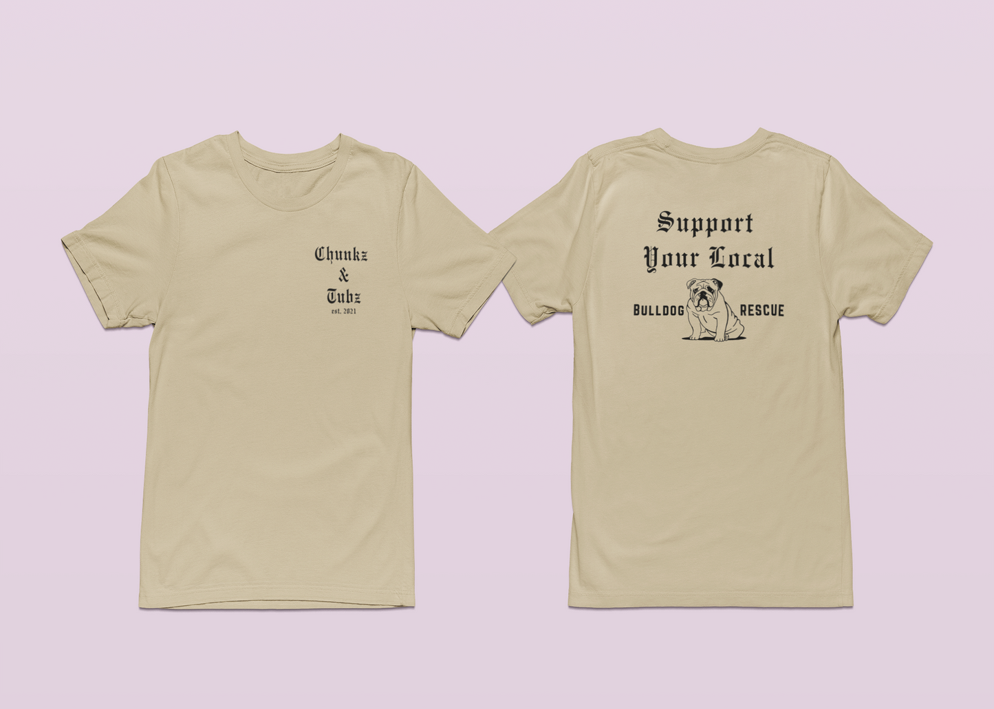 Chunkz & Tubz Rescue Bulldog Tee | Available in Several Colors - Ruff Life Rescue Wear