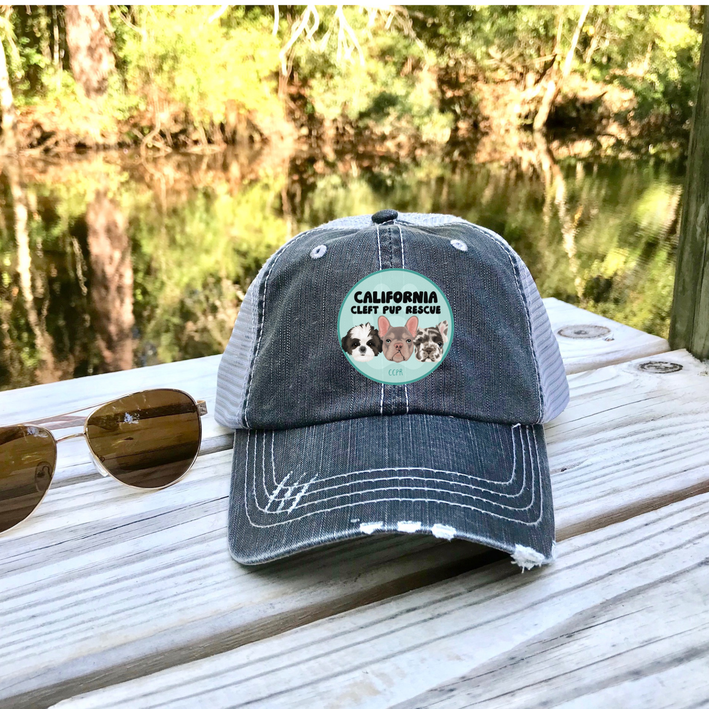 Cleft Pup Rescue Distressed Trucker Hat (several designs) - Ruff Life Rescue Wear