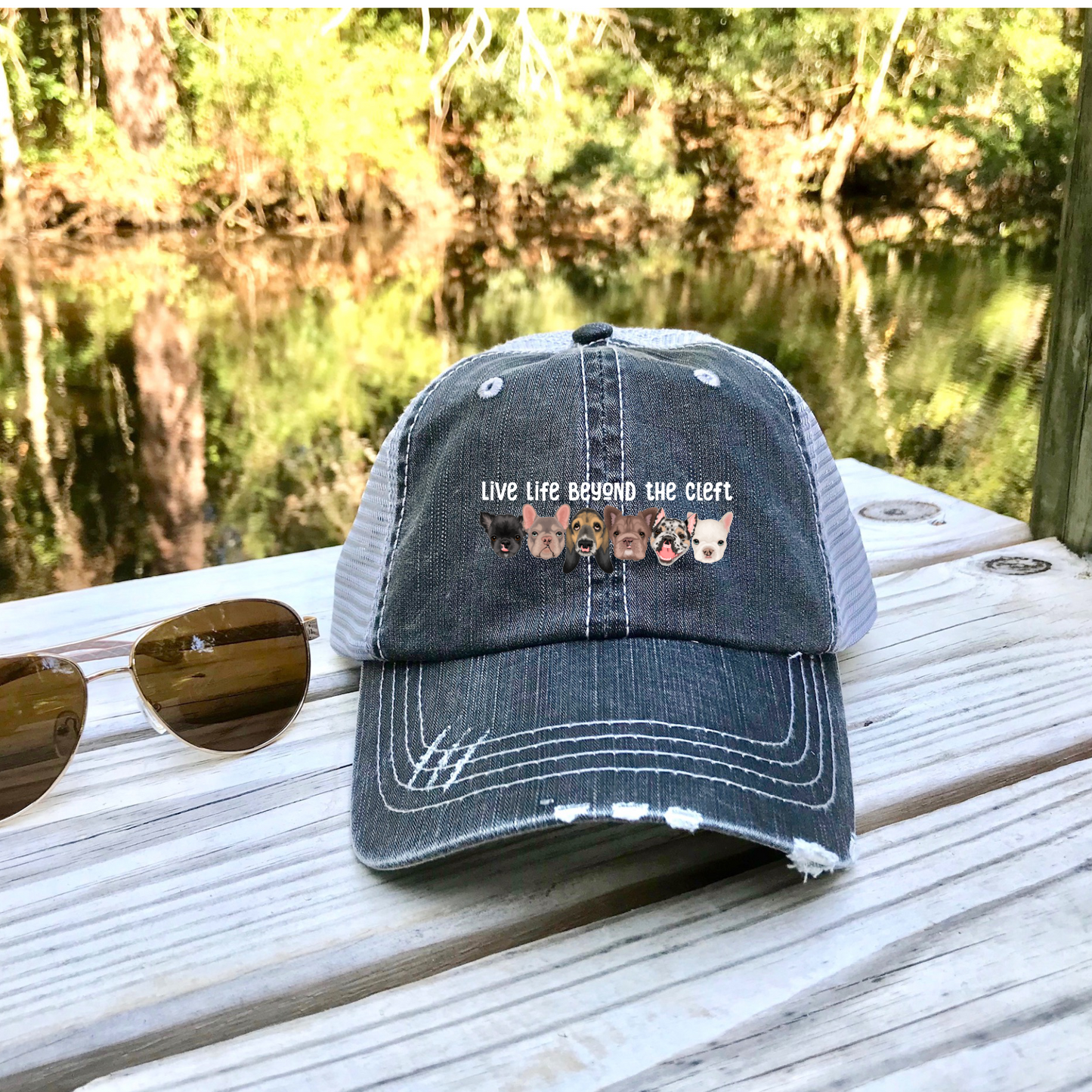 Cleft Pup Rescue Distressed Trucker Hat (several designs) - Ruff Life Rescue Wear