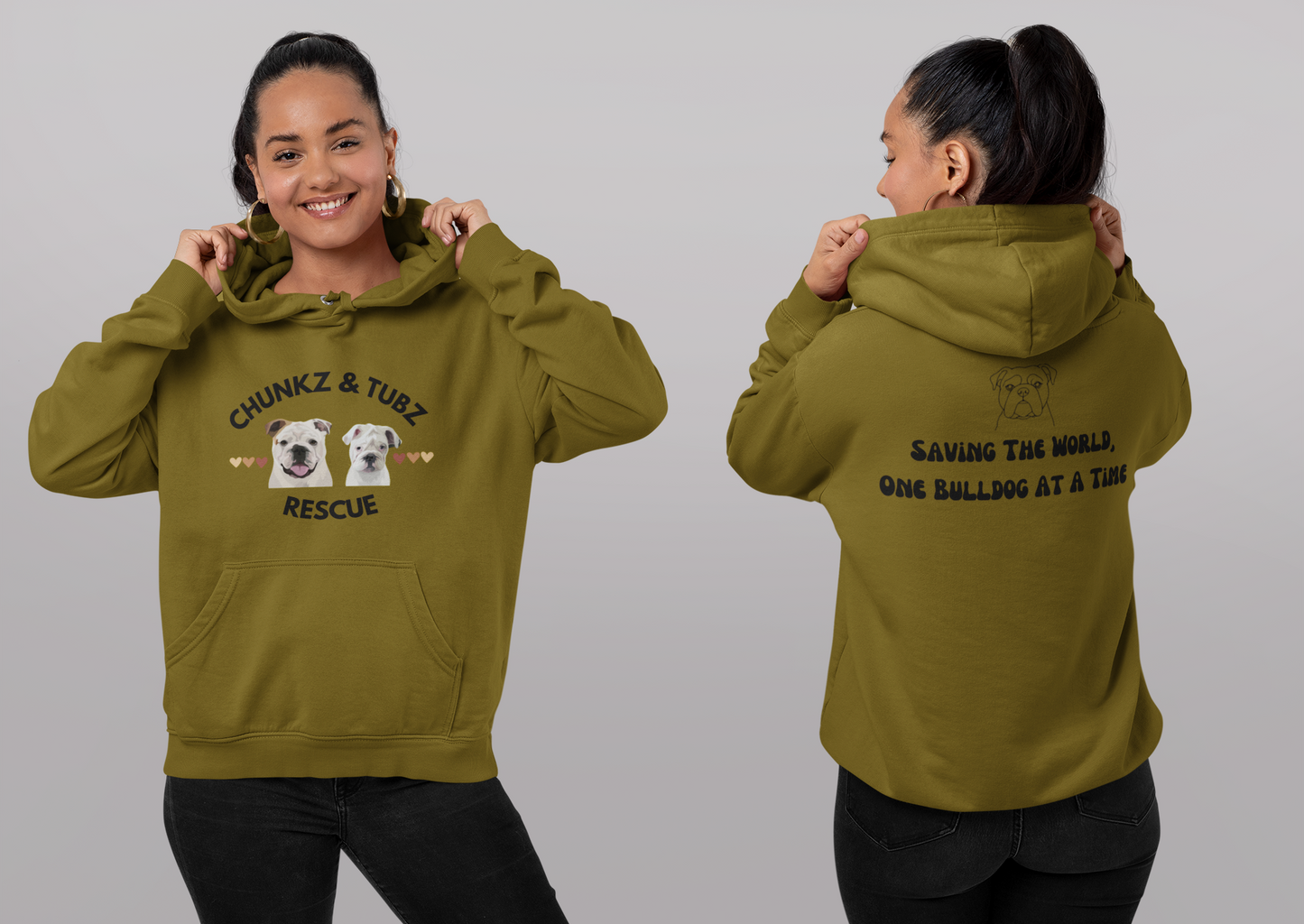 Chunkz & Tubz Rescue Hoodie | Bulldog Rescue Sweatshirt (Available in several colors) - Ruff Life Rescue Wear