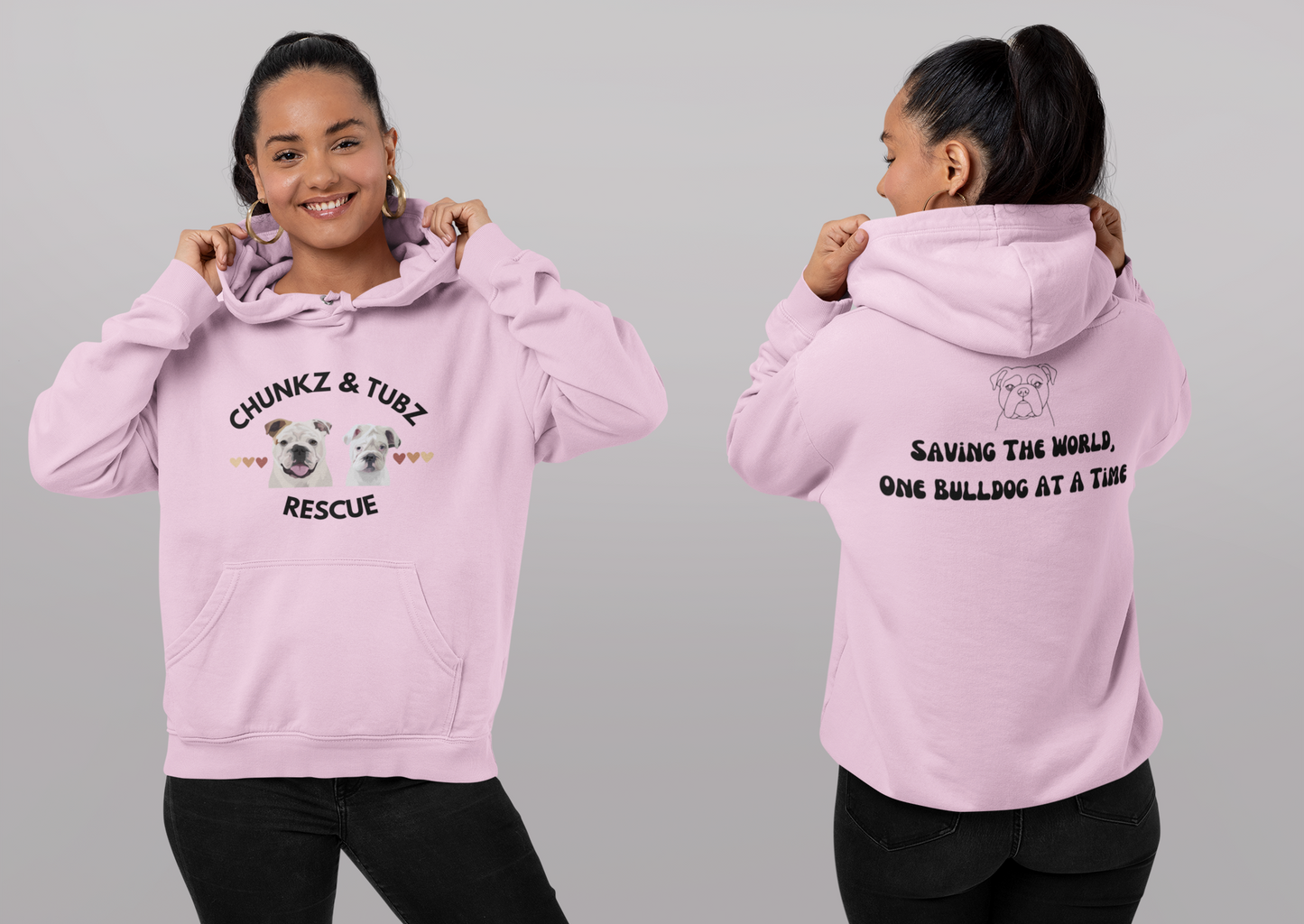 Chunkz & Tubz Rescue Hoodie | Bulldog Rescue Sweatshirt (Available in several colors) - Ruff Life Rescue Wear