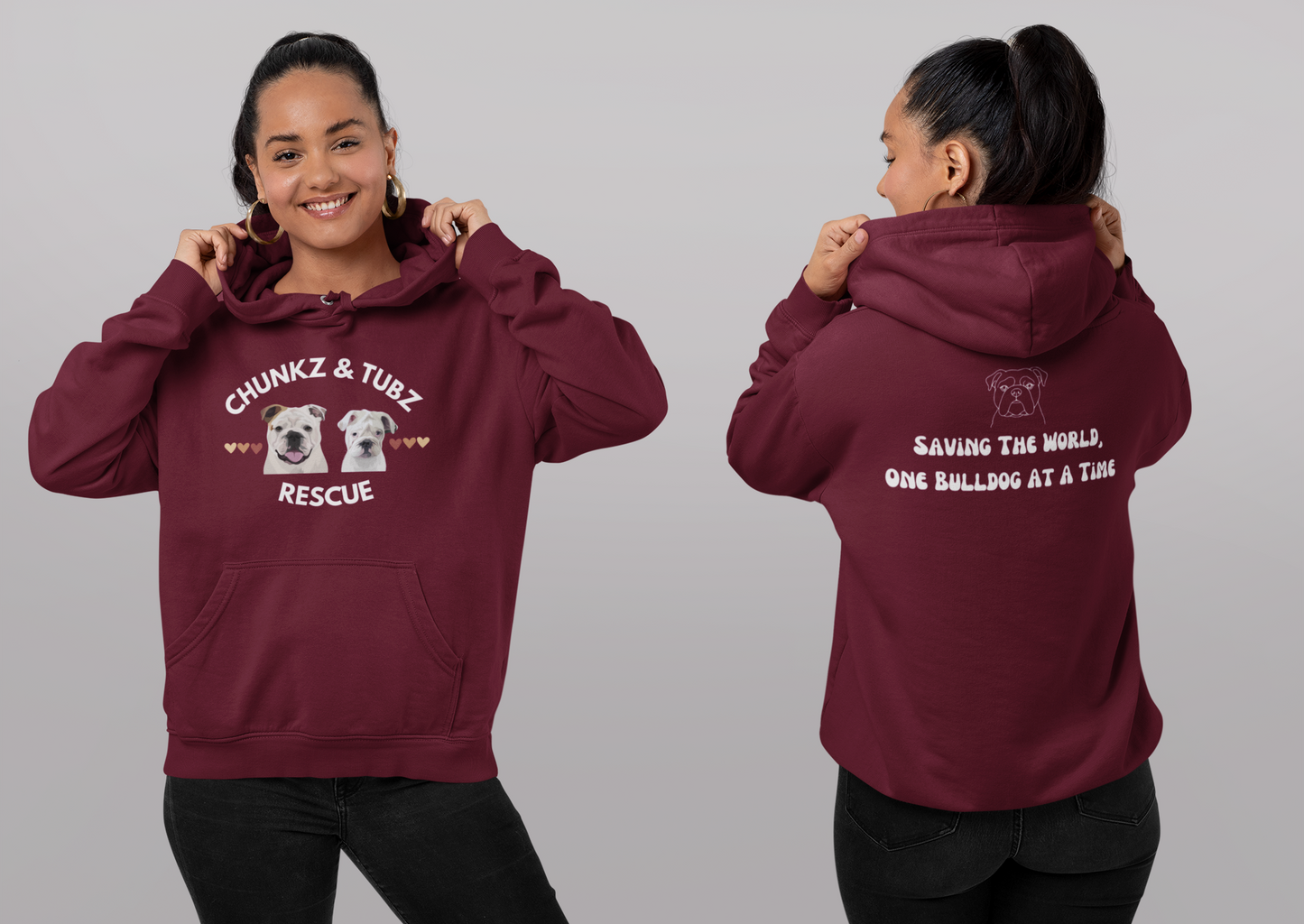 Chunkz & Tubz Rescue Hoodie | Bulldog Rescue Sweatshirt (Available in several colors) - Ruff Life Rescue Wear