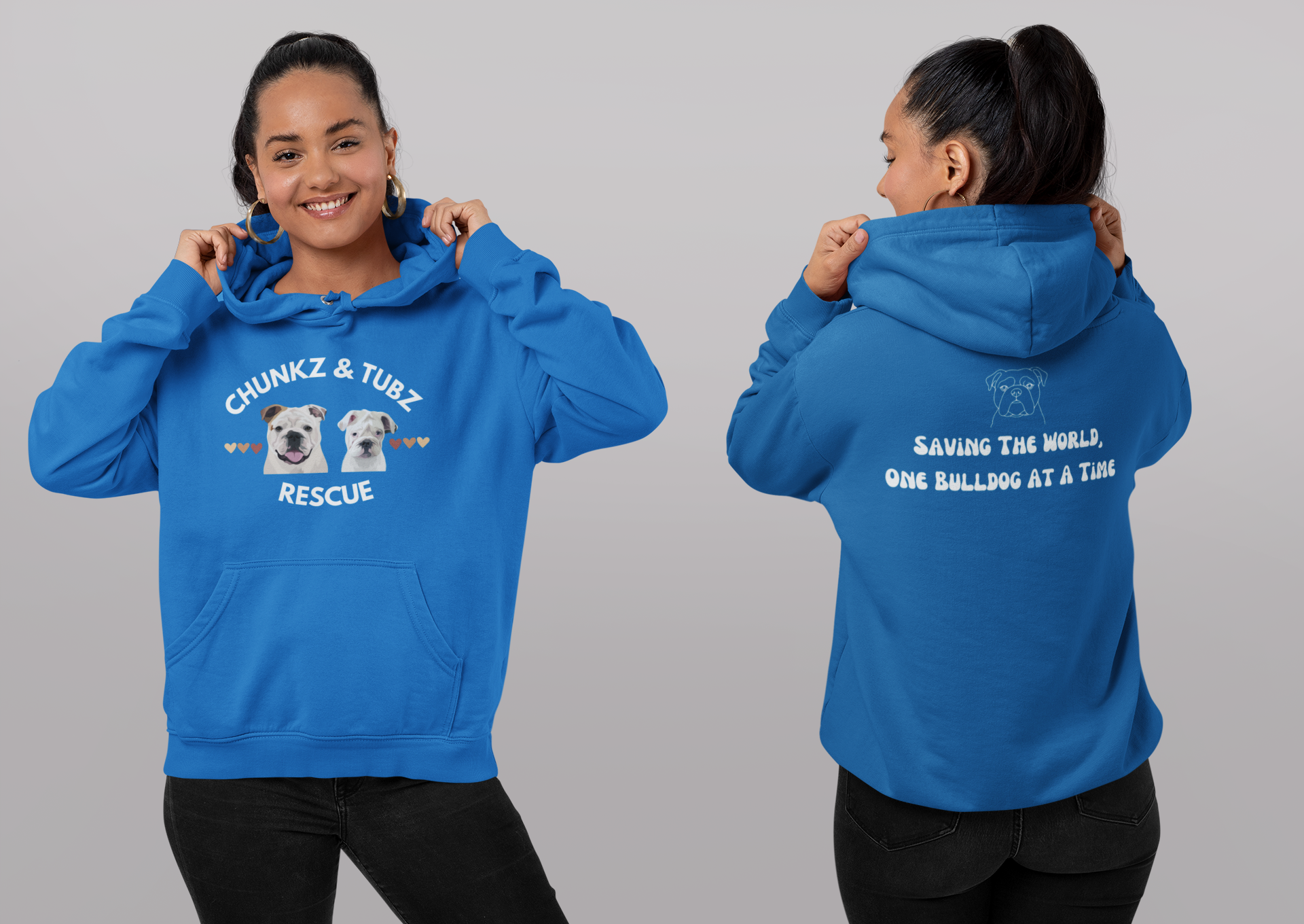 Chunkz & Tubz Rescue Hoodie | Bulldog Rescue Sweatshirt (Available in several colors) - Ruff Life Rescue Wear