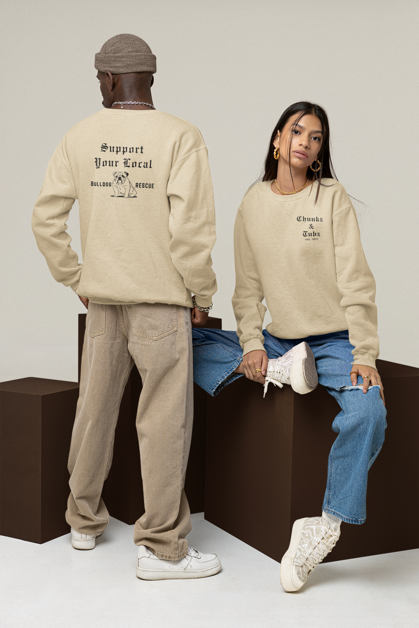 Chunkz & Tubz Rescue Bulldog Sweatshirt - Ruff Life Rescue Wear