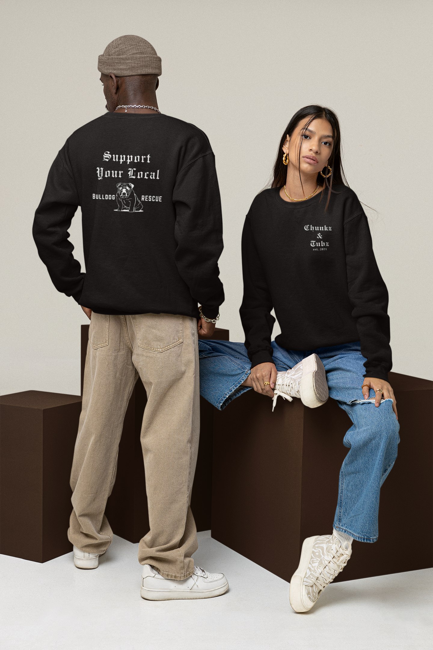 Chunkz & Tubz Rescue Bulldog Sweatshirt - Ruff Life Rescue Wear