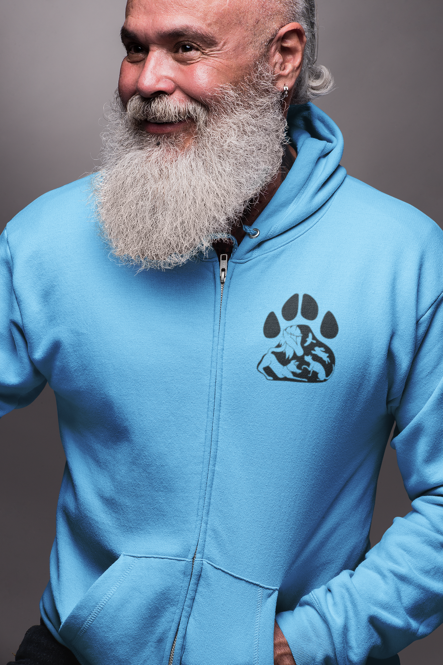 Paws  Zip-Up Hoodie (available in several colors) - Ruff Life Rescue Wear