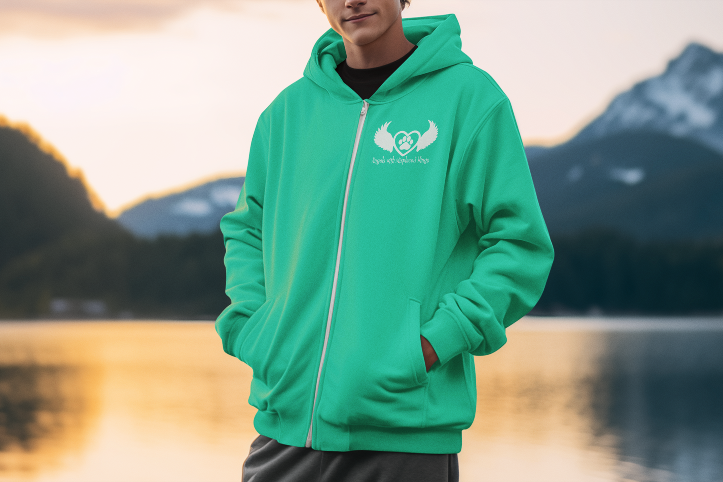 Wings Zip Up Fleece Hoodie (available in several colors) - Ruff Life Rescue Wear