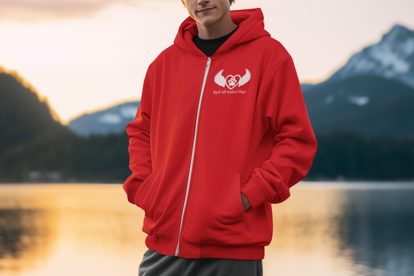 Wings Zip Up Fleece Hoodie (available in several colors) - Ruff Life Rescue Wear
