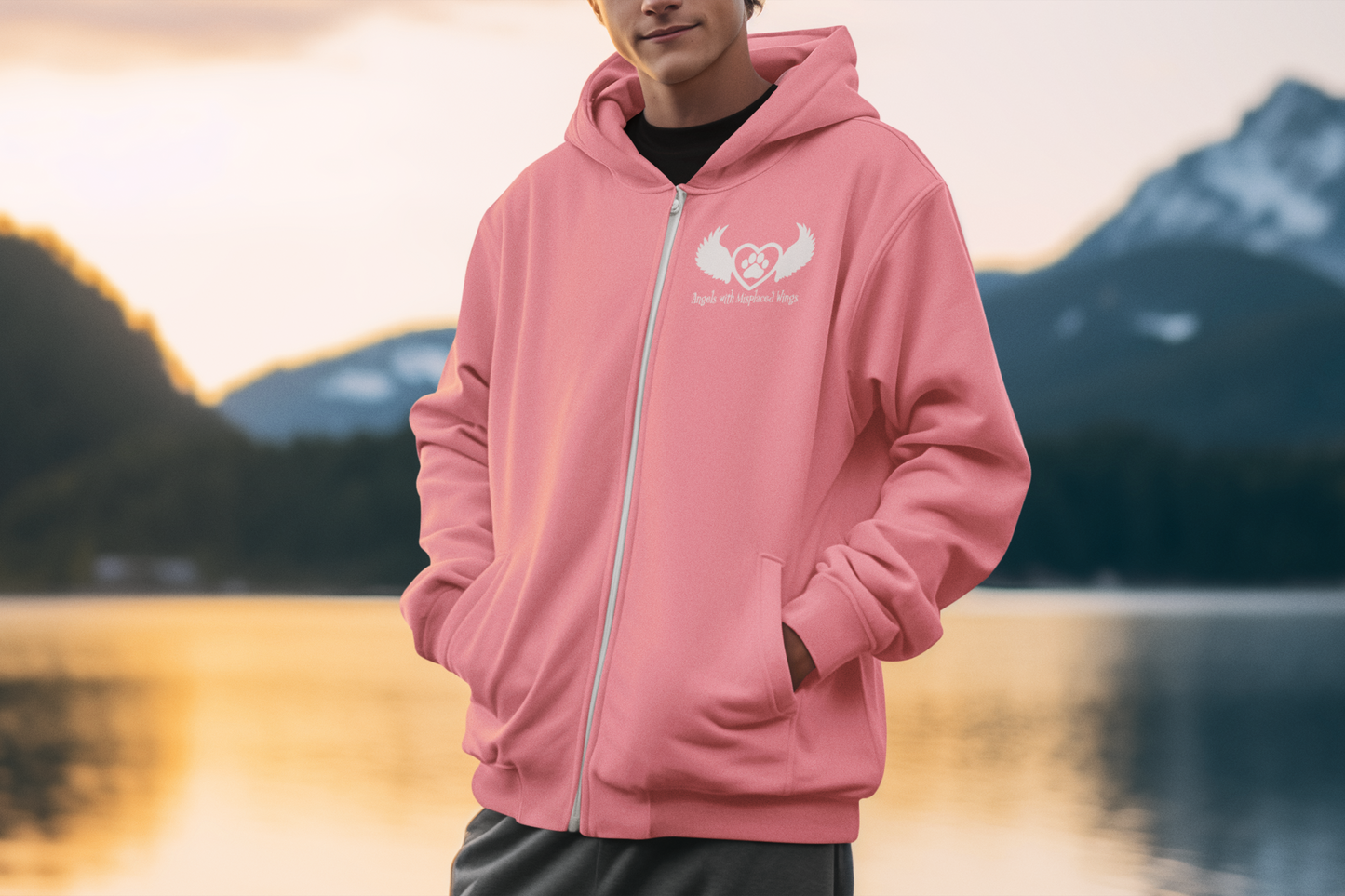 Wings Zip Up Fleece Hoodie (available in several colors) - Ruff Life Rescue Wear