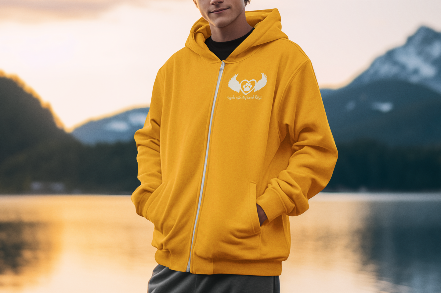 Wings Zip Up Fleece Hoodie (available in several colors) - Ruff Life Rescue Wear