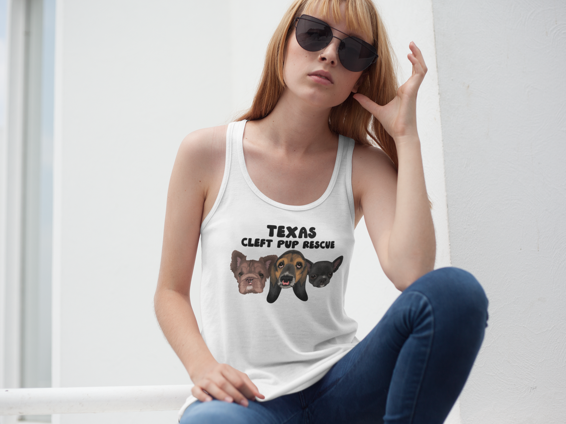 TX Cleft Women’s Flowy Racerback Tank (available in many colors) - Ruff Life Rescue Wear