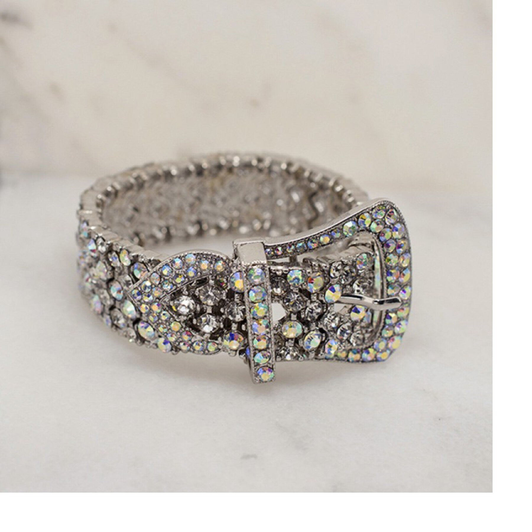CLOSEOUT LAST CHANCE!!!!   (Very Low Inventory Remaining) Austrian Crystal Belt Buckle Bracelet - Ruff Life Rescue Wear