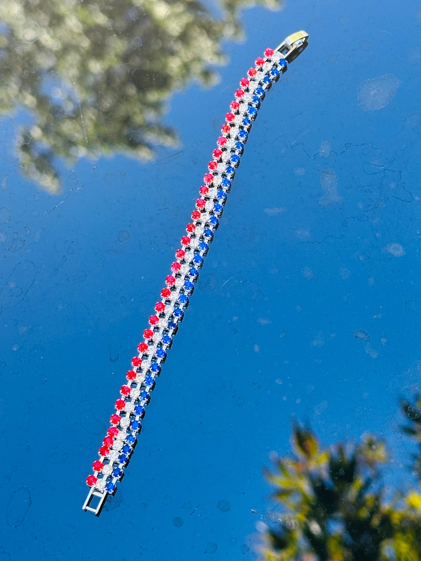 Austrian Crystal Red, White & Blue Bracelet – Gold or Silver Finish - Ruff Life Rescue Wear