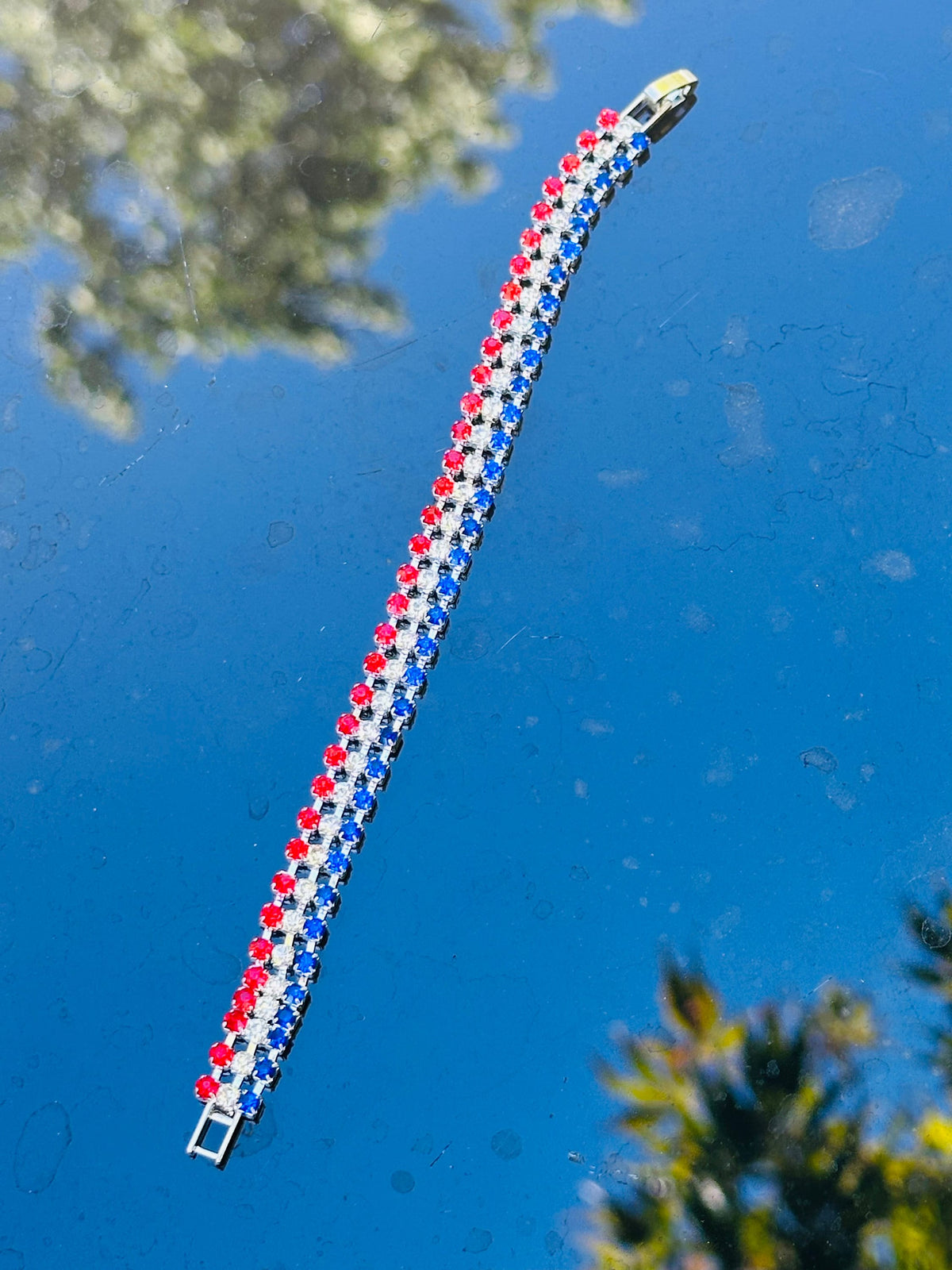 Austrian Crystal Red, White & Blue Bracelet – Gold or Silver Finish - Ruff Life Rescue Wear