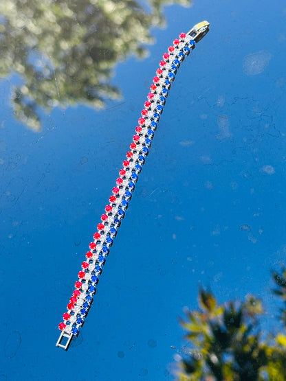 Austrian Crystal Red, White & Blue Bracelet – Gold or Silver Finish - Ruff Life Rescue Wear