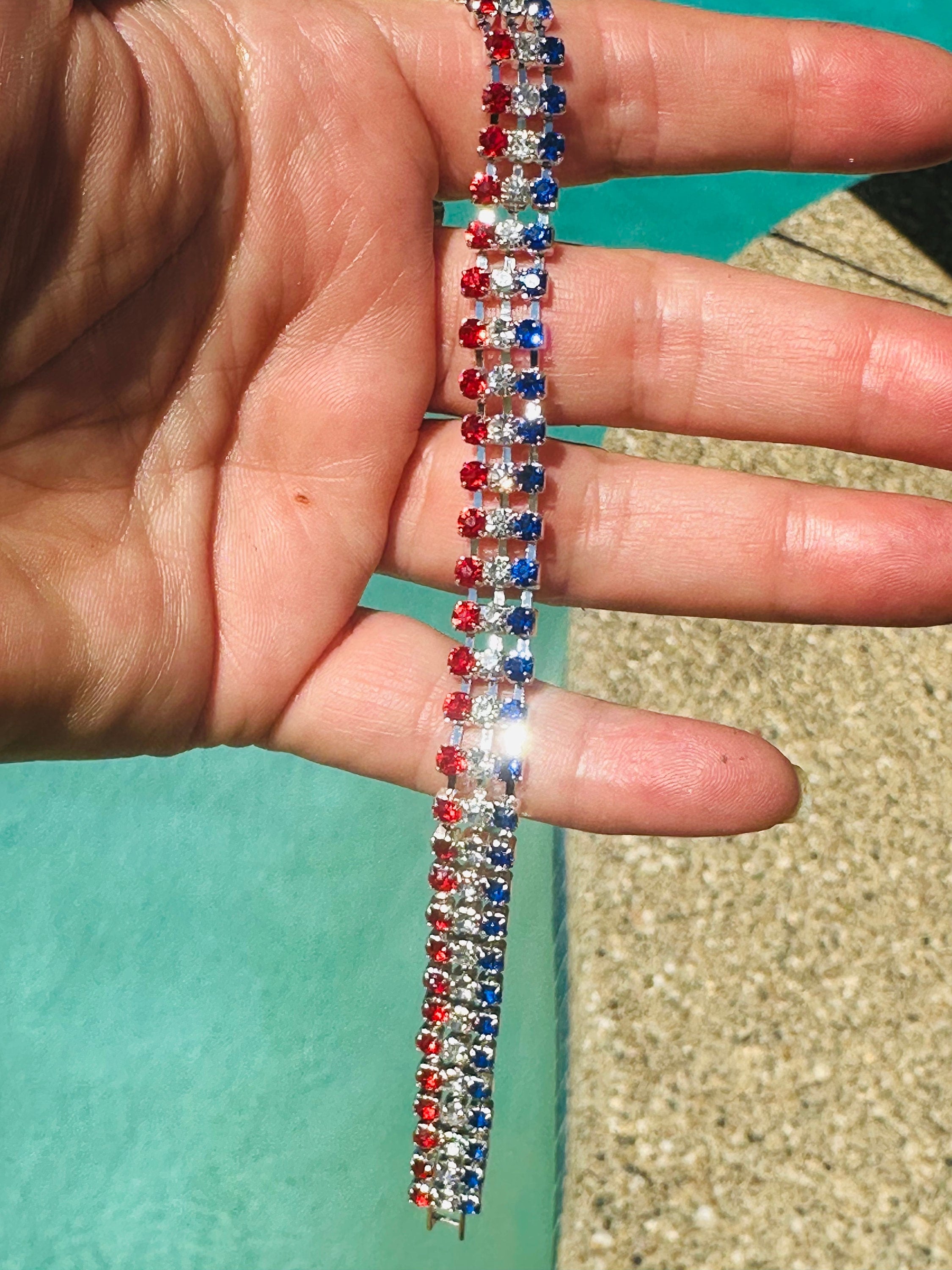 Red, White and Blue Striped Bracelet