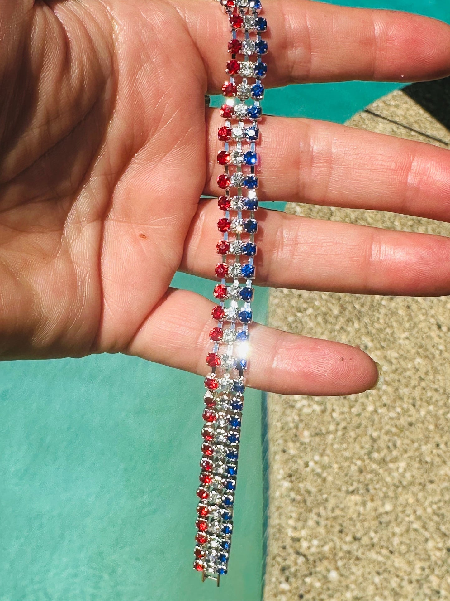 Austrian Crystal Red, White & Blue Bracelet – Gold or Silver Finish - Ruff Life Rescue Wear