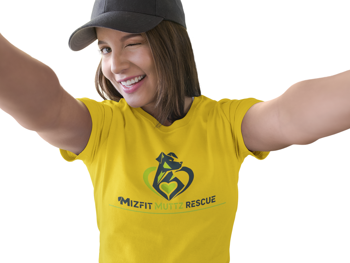 Gold Mizfit Muttz Rescue logo T-shirt