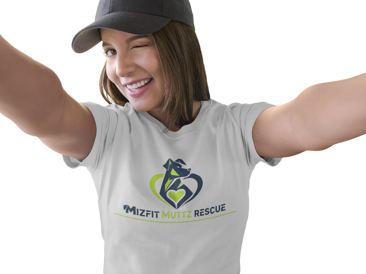 Heather Grey Mizfit Muttz Rescue logo T-shirt
