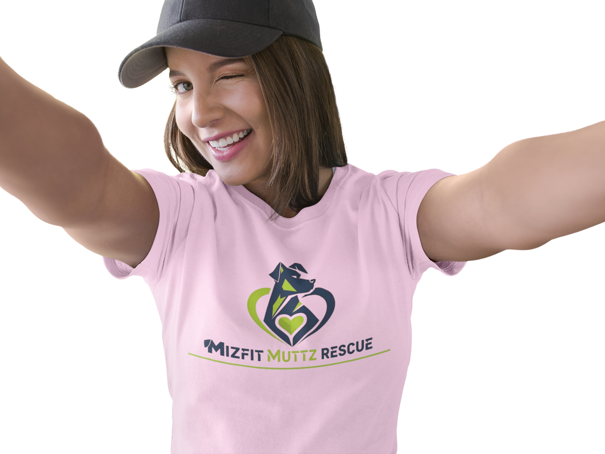 Light Pink Mizfit Muttz Rescue logo T-shirt