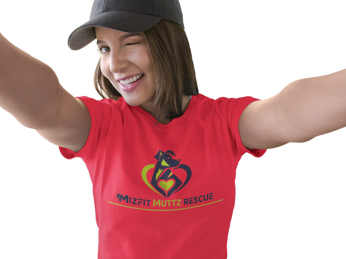 Red Mizfit Muttz Rescue logo T-shirt