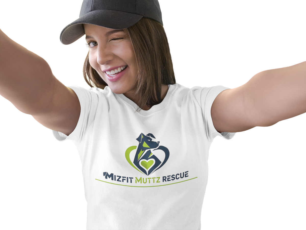 White Mizfit Muttz Rescue logo T-shirt