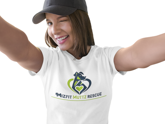 White Mizfit Muttz Rescue logo T-shirt