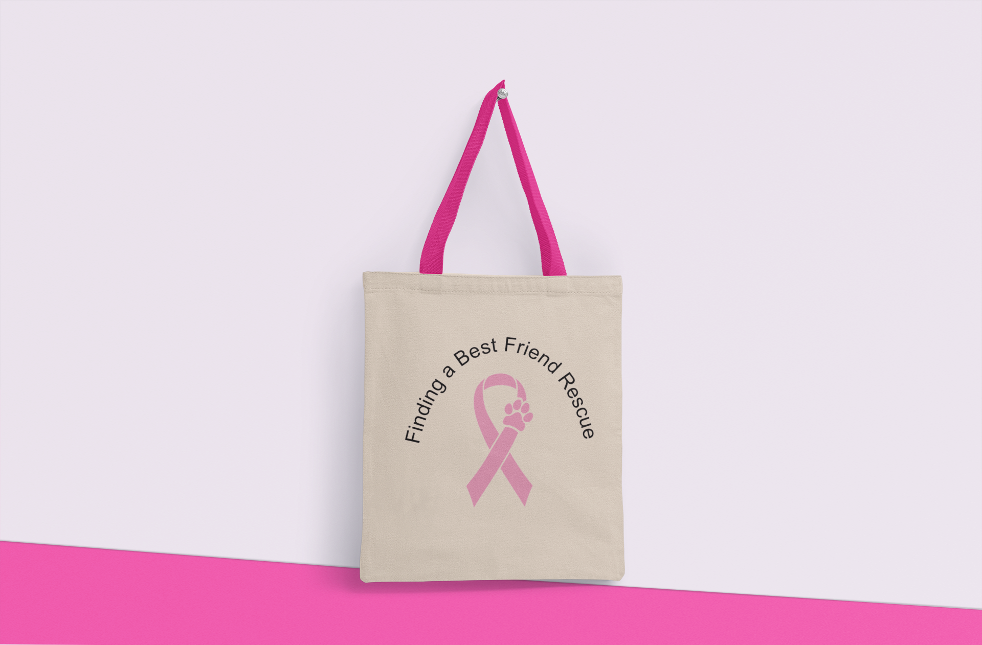 Finding a Best Friend Cancer Awareness Color Handle Tote