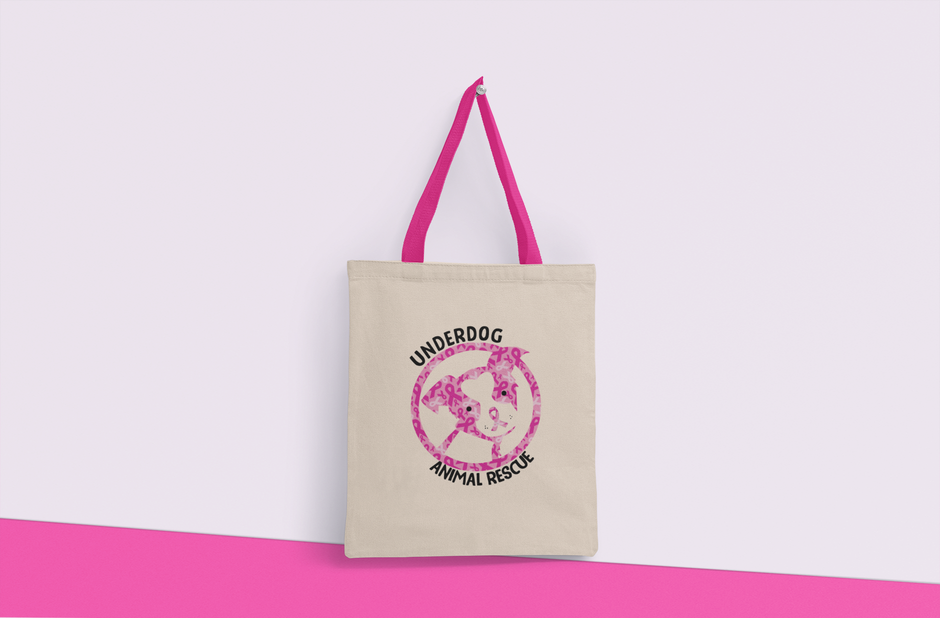 Underdog Cancer Awareness Color Handle Tote