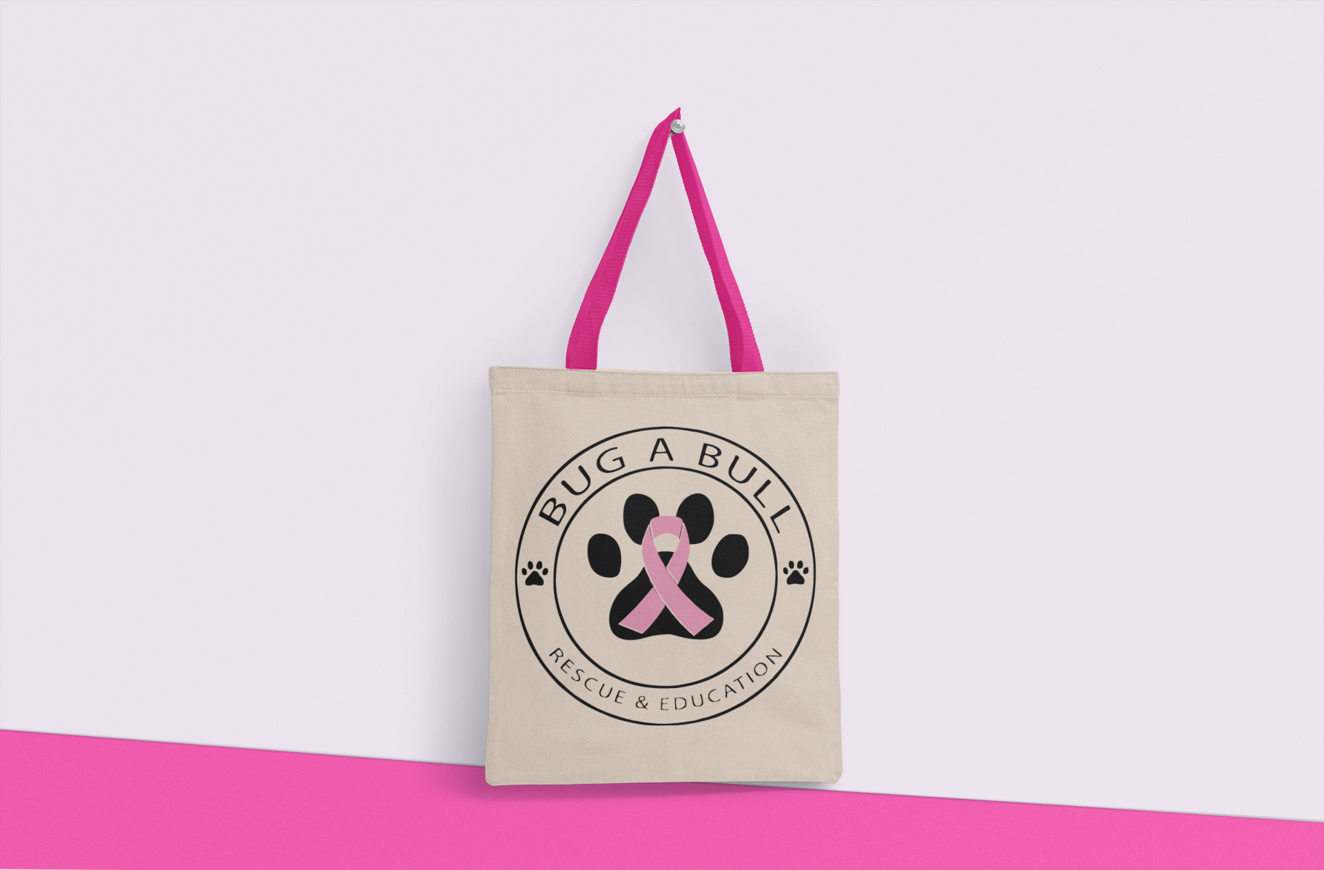 Bug a Bull Cancer Awareness Color Handle Tote