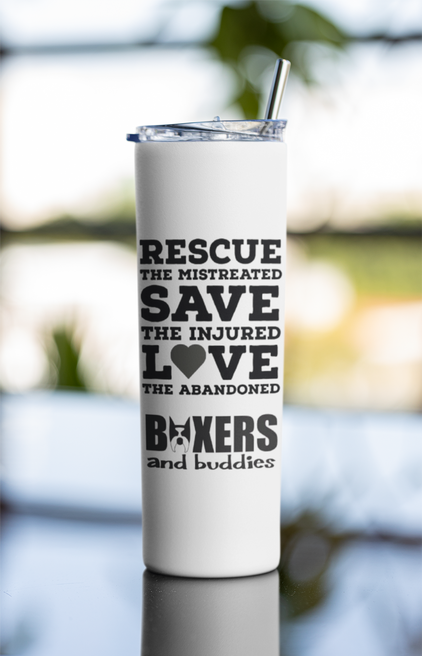 Boxers and Buddies Skinny Tumbler and Straw - Ruff Life Rescue Wear