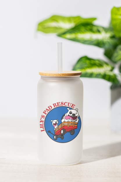 18 oz Lily's Frosted Glass - Ruff Life Rescue Wear