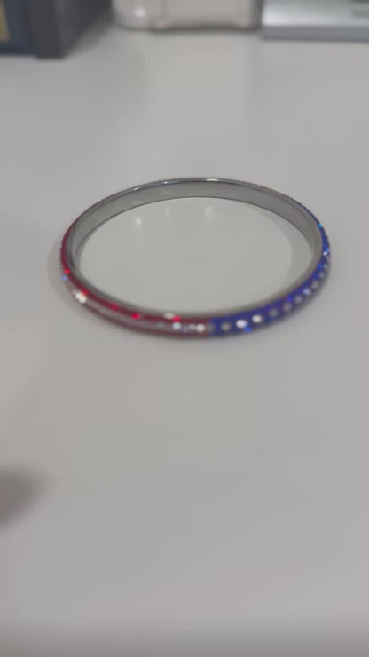 Red, White & Blue Rhinestone Bangle – Patriotic Sparkle Jewelry