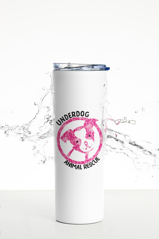 Underdog Cancer Awareness 20 oz Skinny Tumbler and Straw - Ruff Life Rescue Wear
