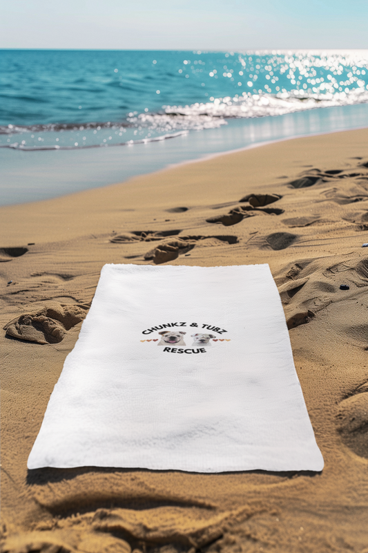 Chunkz & Tubz Rescue Beach Towel 30x60 White Beach Towel - Ruff Life Rescue Wear