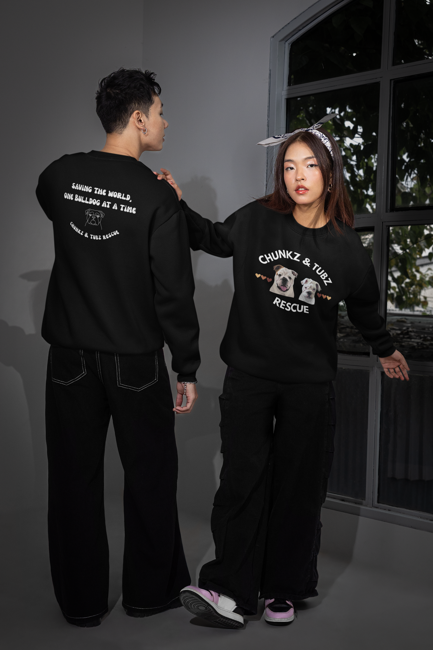 Chunkz & Tubz Rescue Sweatshirt —Large Logo Crewneck Sweatshirt - Ruff Life Rescue Wear
