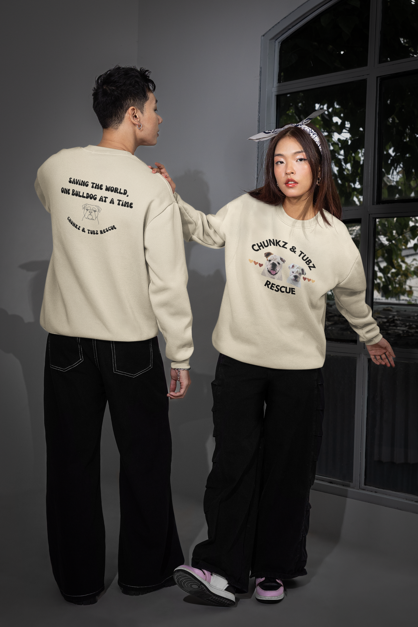 Chunkz & Tubz Rescue Sweatshirt —Large Logo Crewneck Sweatshirt - Ruff Life Rescue Wear