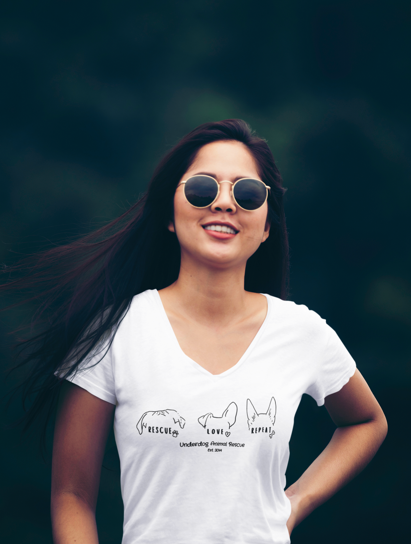Rescue Love Repeat Relaxed V-Neck (available in several colors) - Ruff Life Rescue Wear