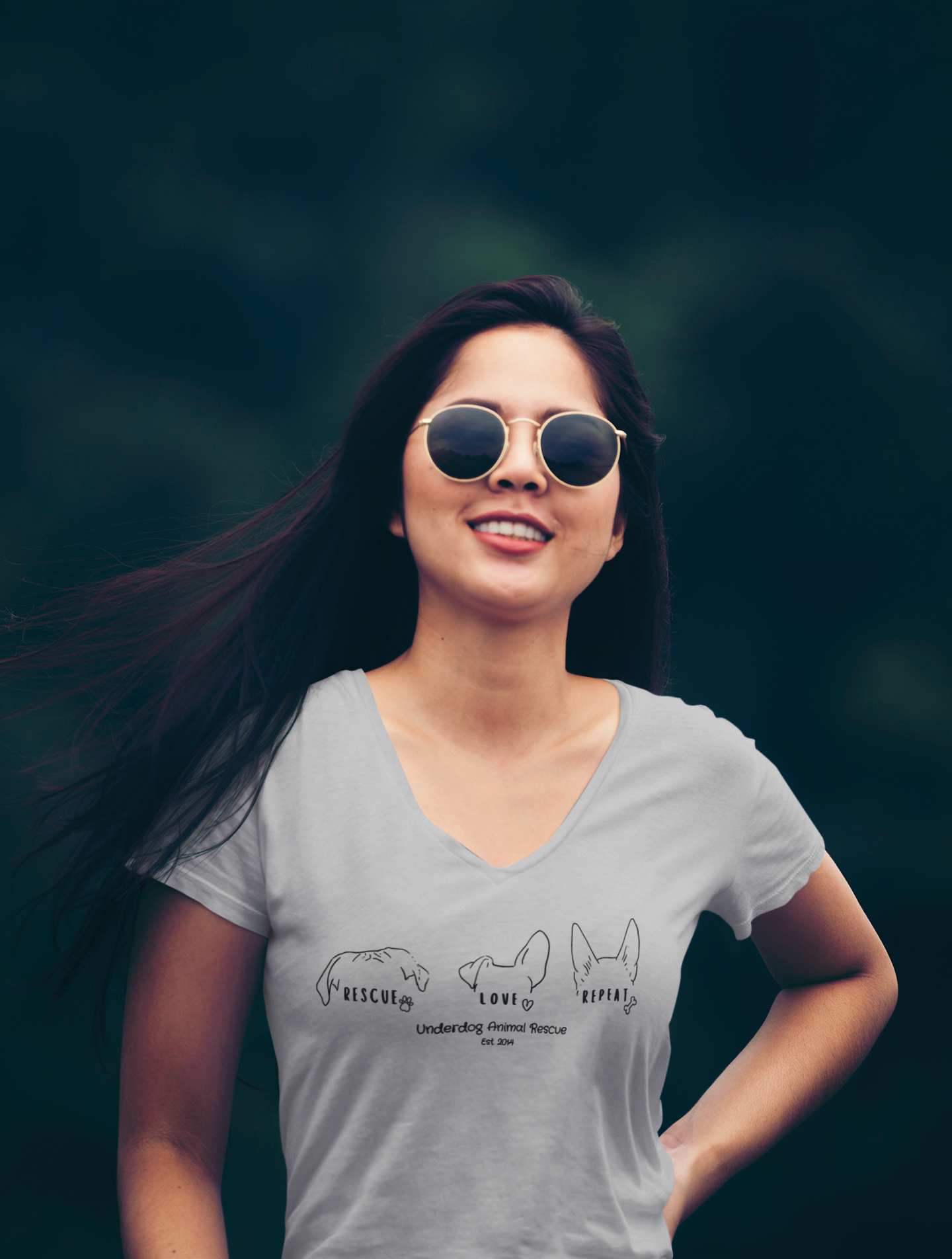 Rescue Love Repeat Relaxed V-Neck (available in several colors) - Ruff Life Rescue Wear