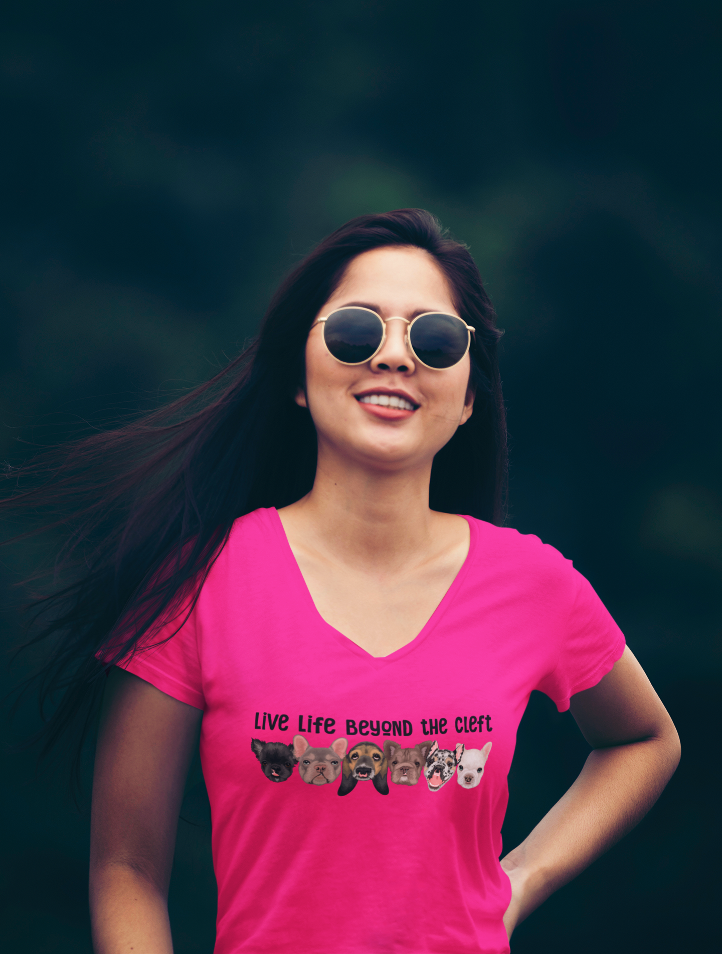 Live Life Beyond the Cleft Ladies V-Neck T-Shirt - Ruff Life Rescue Wear