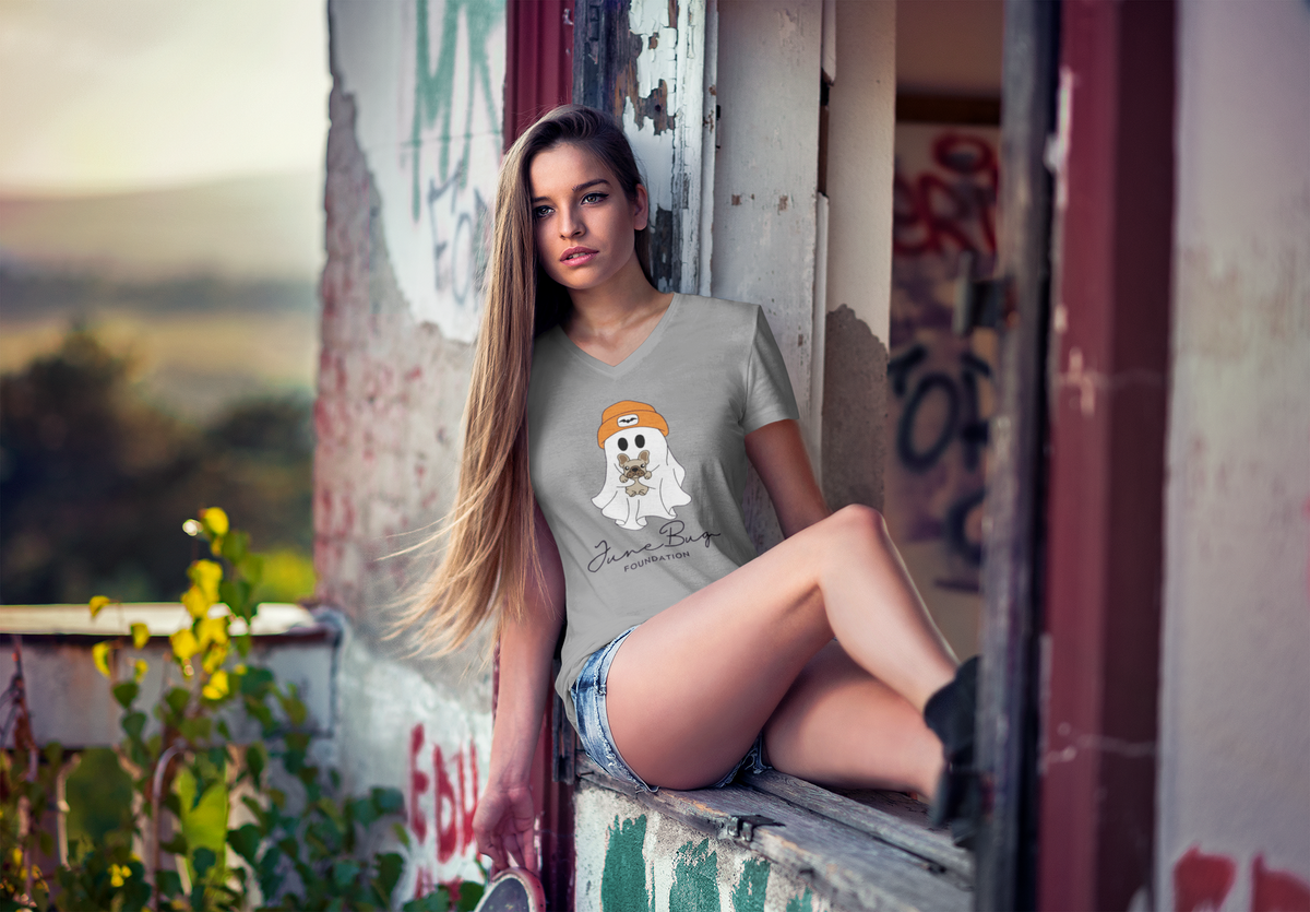 👻 June Bug Foundation “Spooky Cute” Women’s V-Neck Tee - Ruff Life Rescue Wear