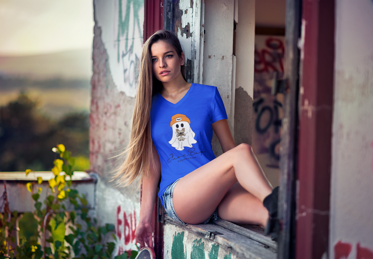 👻 June Bug Foundation “Spooky Cute” Women’s V-Neck Tee - Ruff Life Rescue Wear