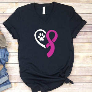 Recycled Pets Breast Cancer Awareness Relaxed Fit V-Neck - Ruff Life Rescue Wear